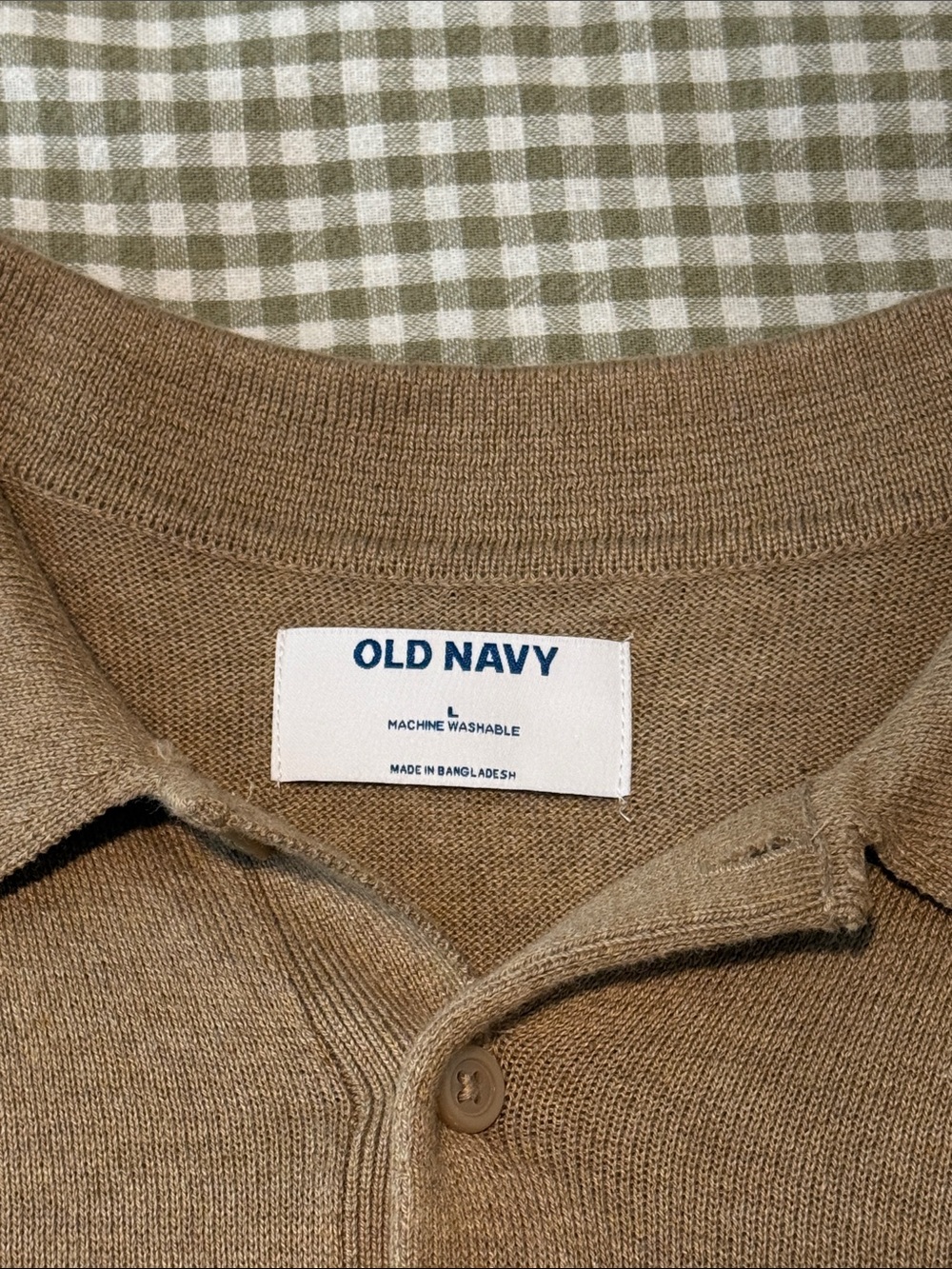 Mens Old Navy Tan Long Sleeve Polo Sweater - Picture 4 of 5